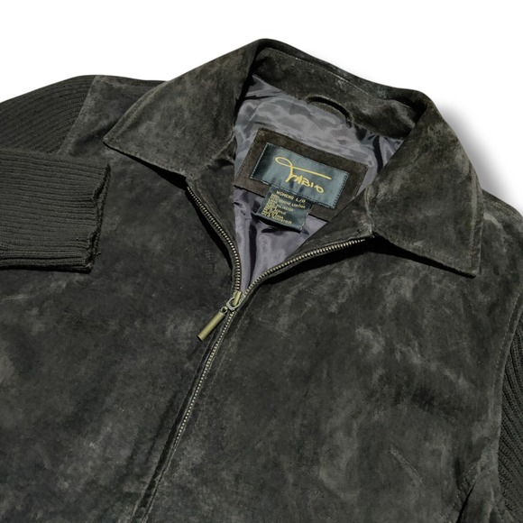 Vintage Fabio Genuine Leather Lined Jacket Womens Large Zip Pockets Brown Suede - Picture 1 of 7
